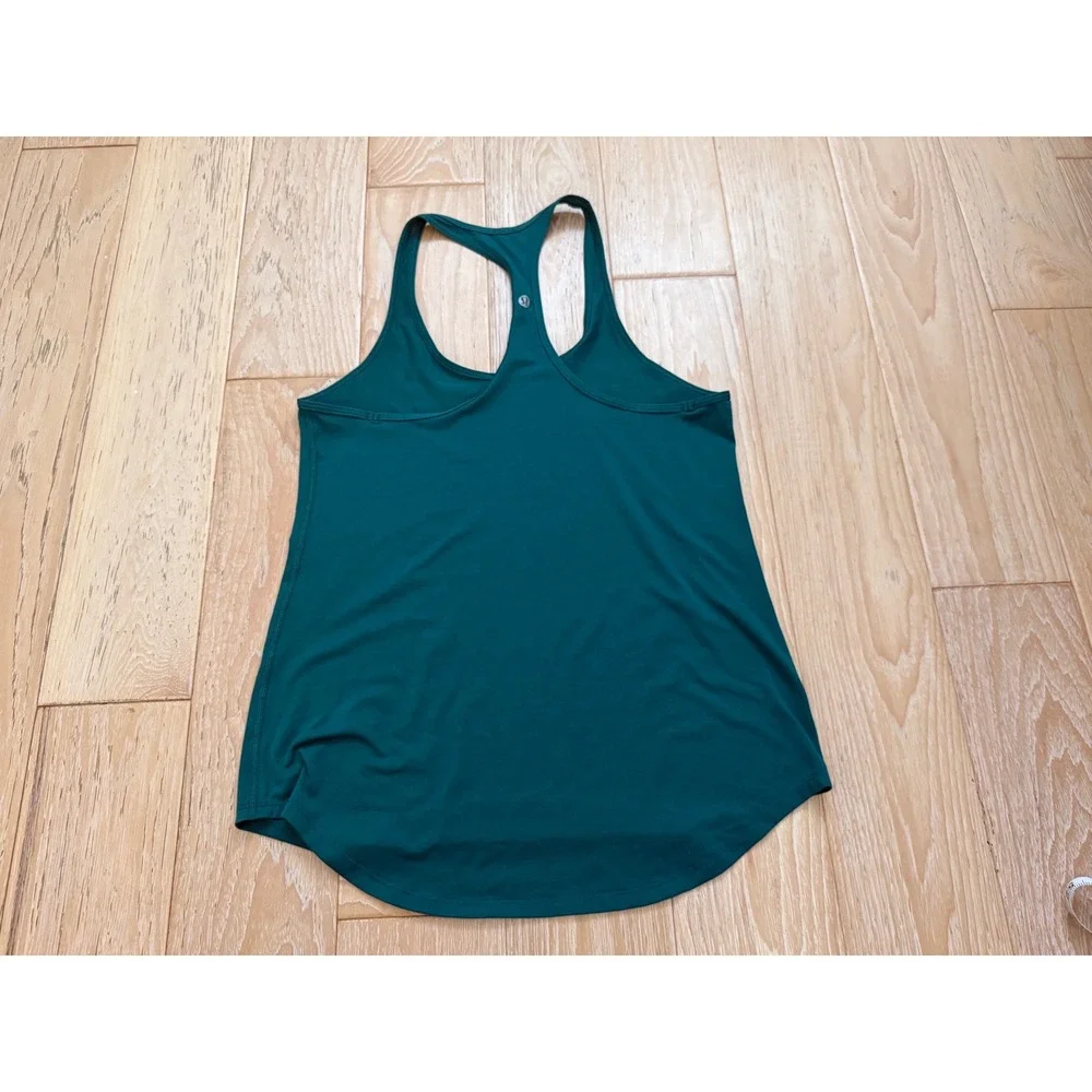 Lululemon Racerback Tank Top Teal Green Curved‎ Hem Athletic Workout  active - Picture 4 of 6